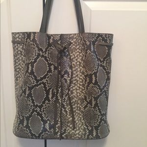 Phone Charging Snake-Effect Italian Leather Tote